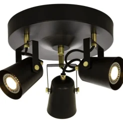 Kattospotti Aneta Lighting Metz pyöreä musta/mattamessinki