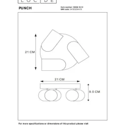 Kattospottivalaisin Lucide Punch Ø21cm, 3xGU10, valkoinen