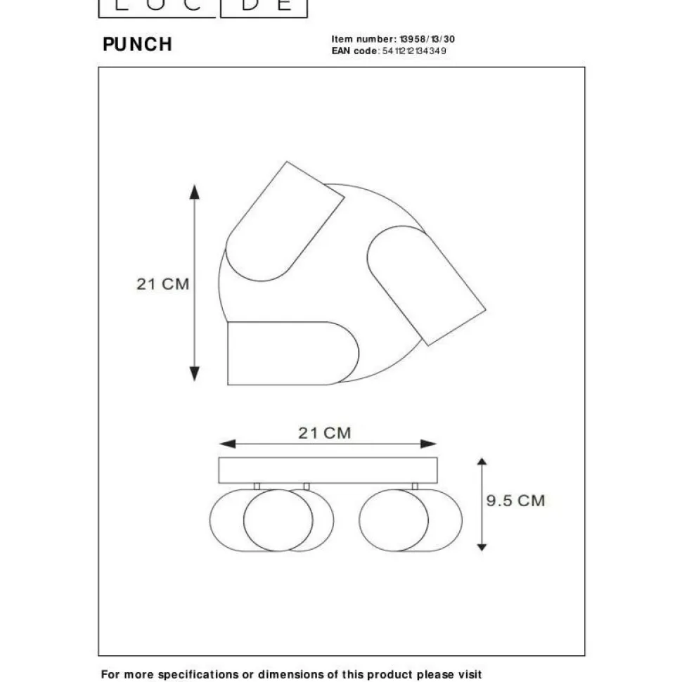 Kattospottivalaisin Lucide Punch, 3-osainen, musta