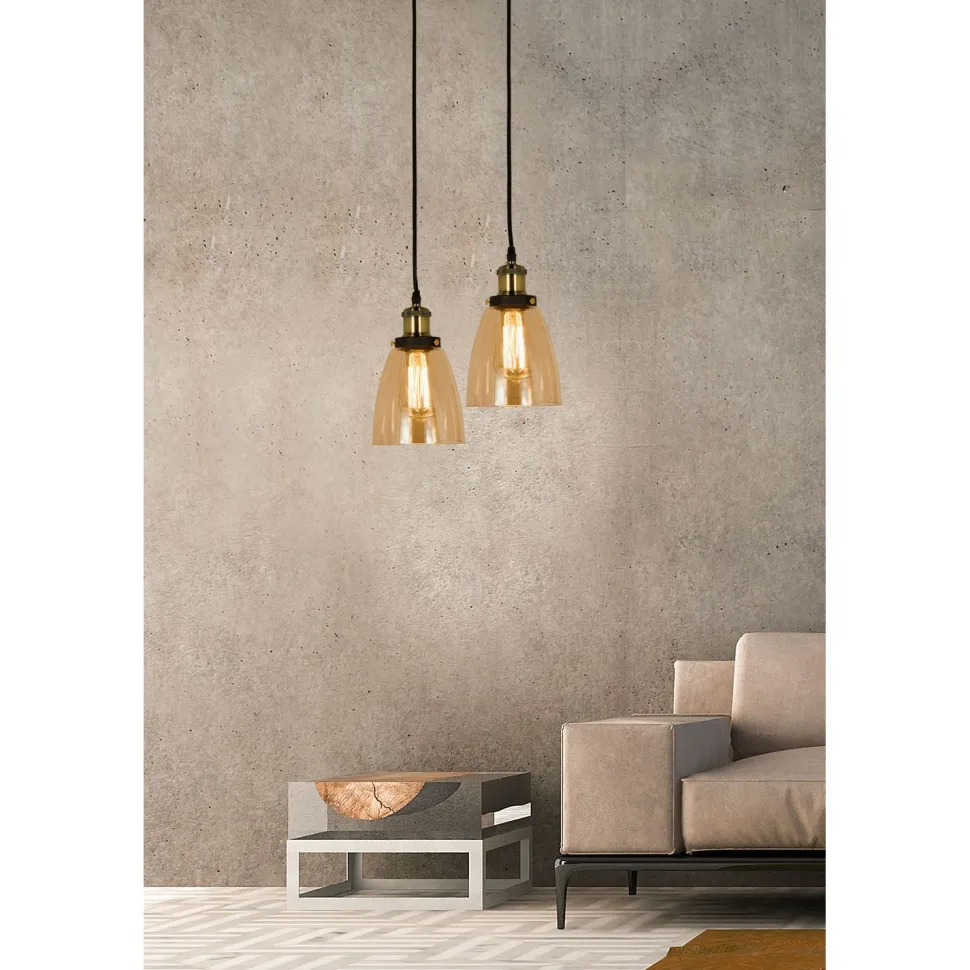 Kattovalaisin Aneta Lighting Becky ø 14 cm antikkimessinki/meripihka