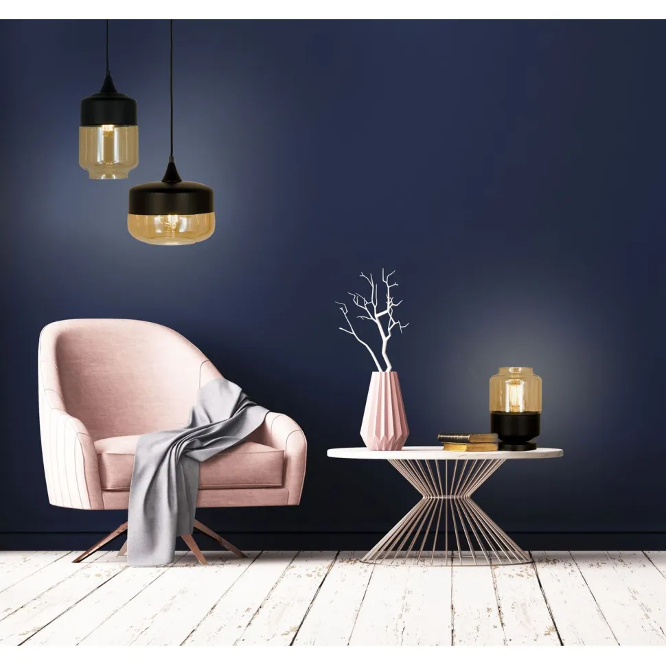 Kattovalaisin Aneta Lighting Mitte ø 18 cm musta/meripihka