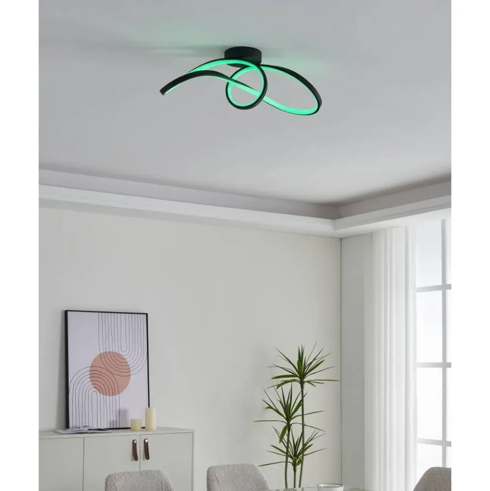 Kattovalaisin Eglo Calarossa-z LED RGB CCT musta/valkoinen