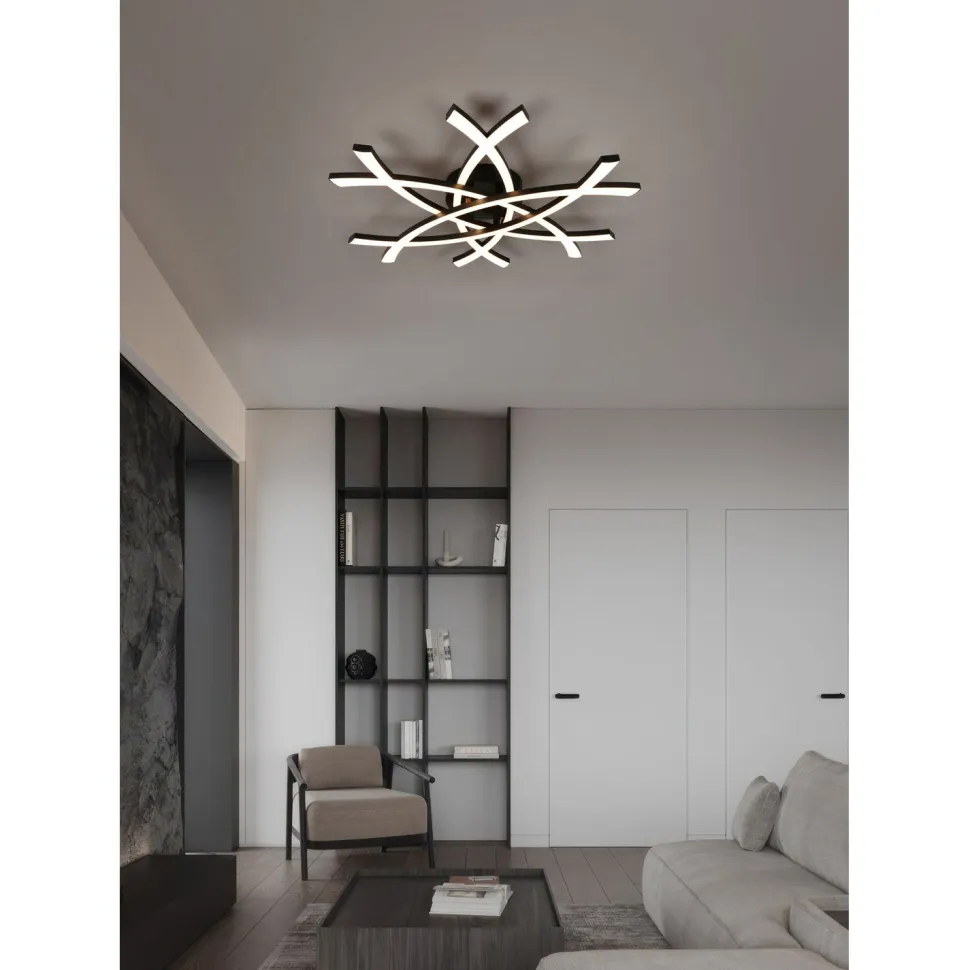 Kattovalaisin Trio Pollock LED 3000K 62x59cm mattamusta