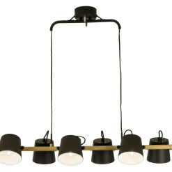 Kattovalaisin Aneta Lighting Espresso 6-osainen suunnattava mattamusta/puu