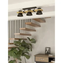 Kattovalaisin Eglo Maccles, 3xE27, 15W, IP20, musta/puu