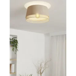 Kattovalaisin Eglo Tabley, Ø38cm, E27, 40W, IP20, pellava/puu