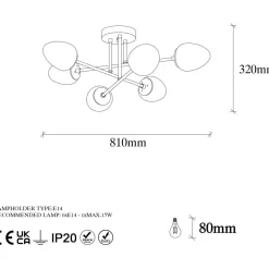 Kattovalaisin Linento Lighting Camflo 6-osainen kulta