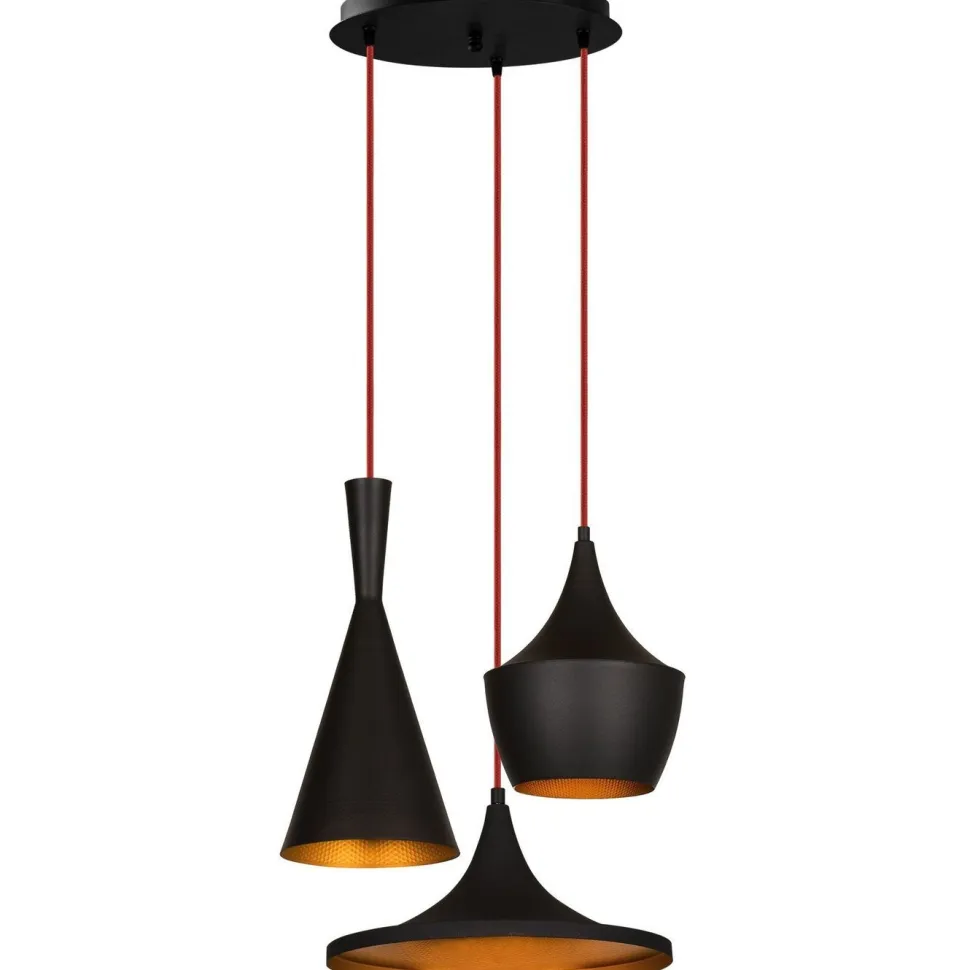 Kattovalaisin Linento Lighting Elmas 3-osainen pyöreä musta