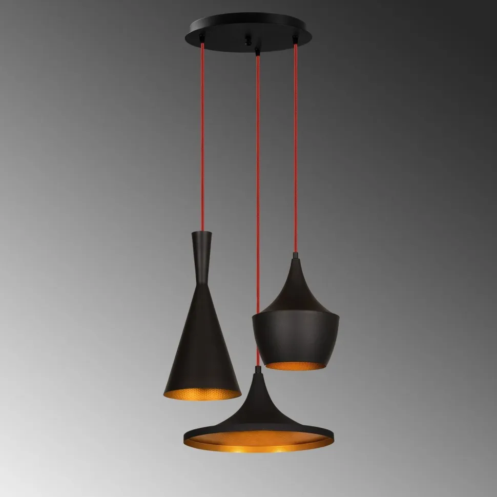 Kattovalaisin Linento Lighting Elmas 3-osainen pyöreä musta