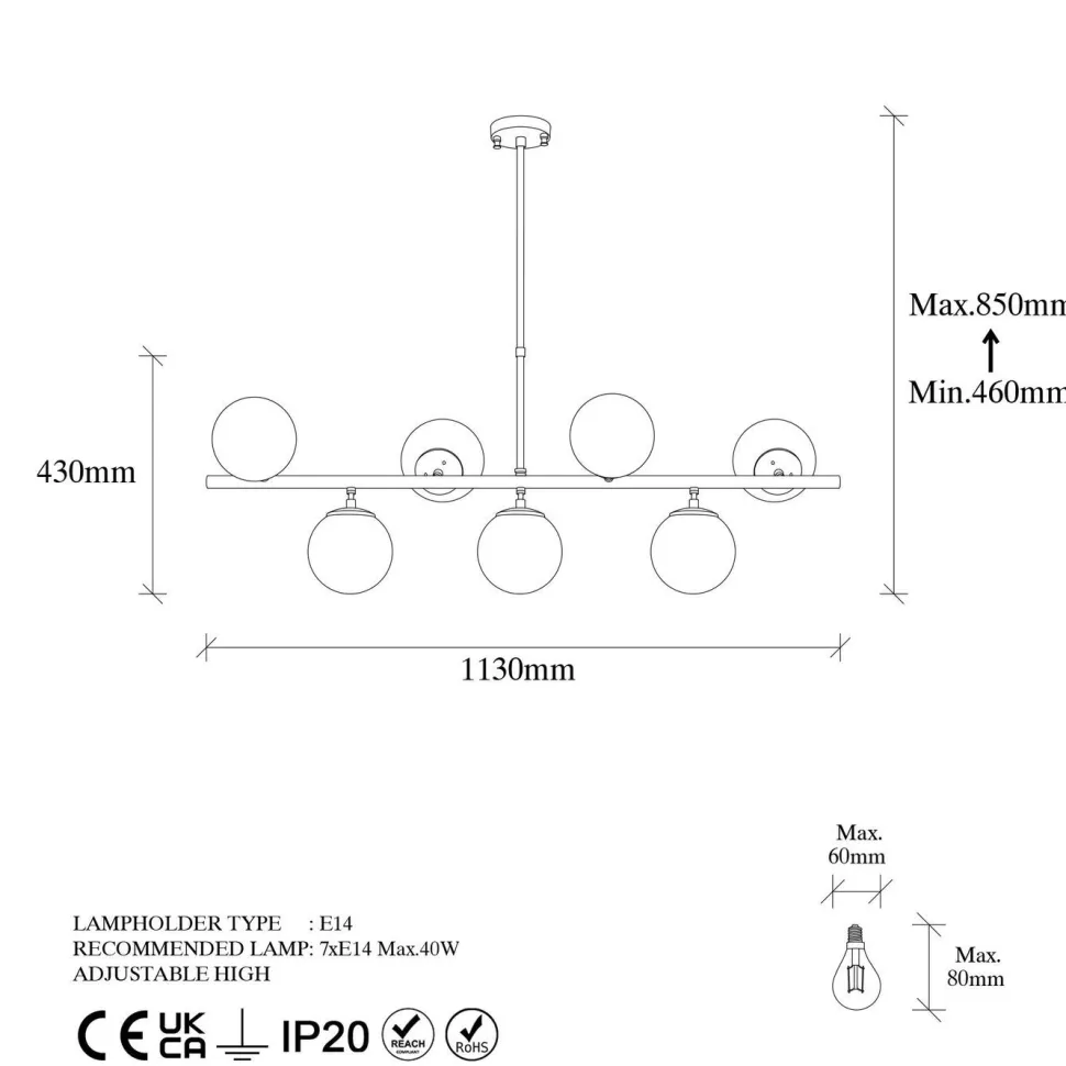 Kattovalaisin Linento Lighting Fazli 7-osainen säädettävä eri värejä