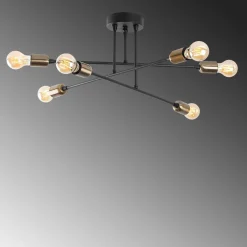 Kattovalaisin Linento Lighting Fleur 6-osainen musta/pronssi