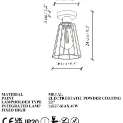 Kattovalaisin Linento Lighting Koniktel musta