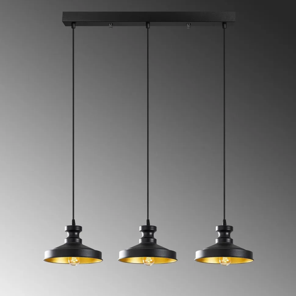 Kattovalaisin Linento Lighting Quincy 3-osainen musta/kulta