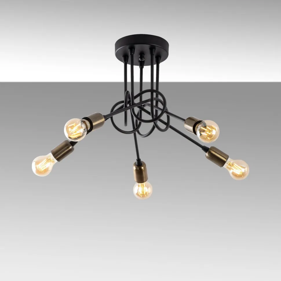 Kattovalaisin Linento Lighting Viraj 5-osainen musta/pronssi