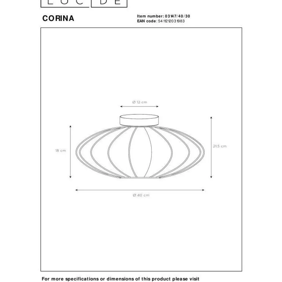 Kattovalaisin Lucide Corina Ø40cm, E27, kerma