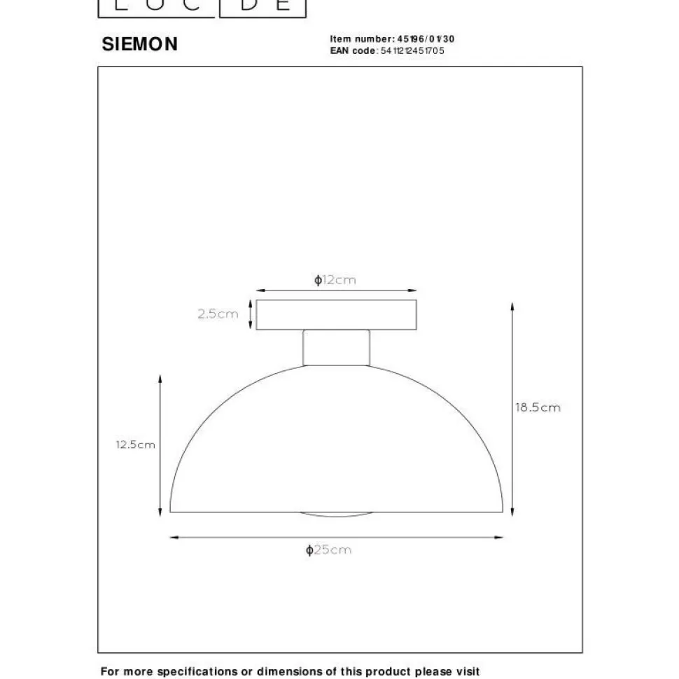 Kattovalaisin Lucide Siemon Ø25cm, musta
