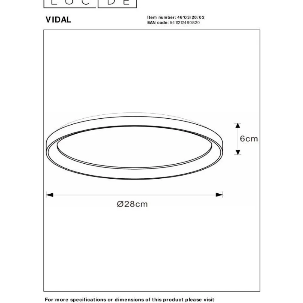 Kattovalaisin Lucide Vidal Ø28cm, himmennettävä, 20W/2700K, eri värejä