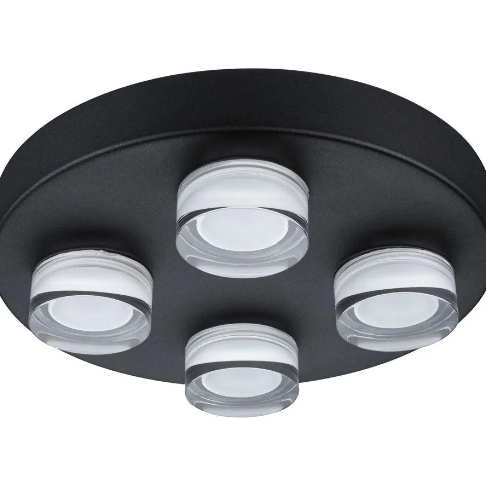 Kattovalaisin Paulmann Kame, Ø25cm, IP44, 3000K, 4x2000lm, 230V, 4x4.2W, signaalimusta