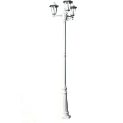 Kingston puutarhan valotolppa 3-lyhtyä 215 cm valkoinen