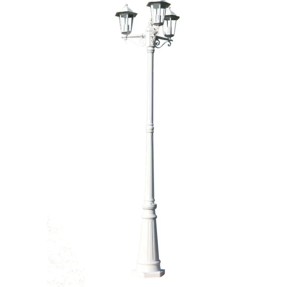 Kingston puutarhan valotolppa 3-lyhtyä 215 cm valkoinen