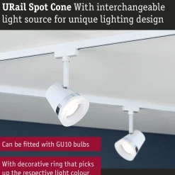 Kiskospotti Paulmann URail Cone GU10 max. 10W himmennettävä valkoinen