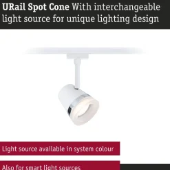 Kiskospotti Paulmann URail Cone GU10 max. 10W himmennettävä valkoinen