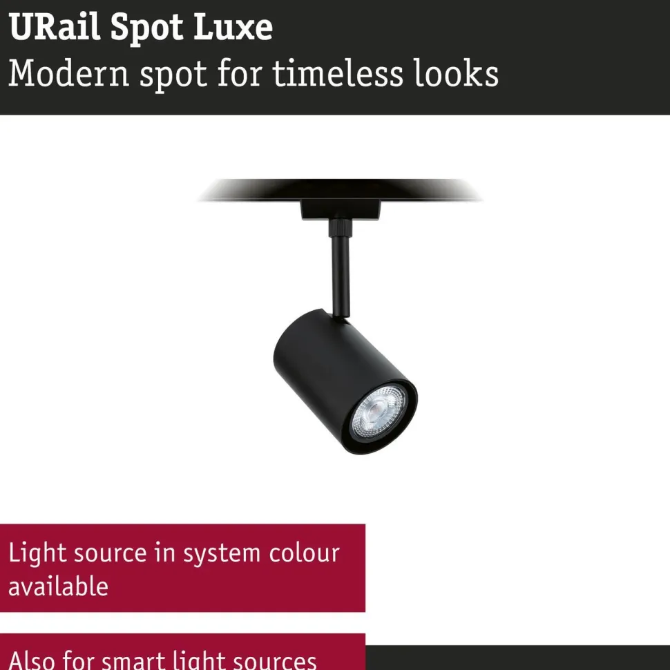 Kiskospotti Paulmann URail Luxe GU10 max. 10W himmennettävä mattamusta