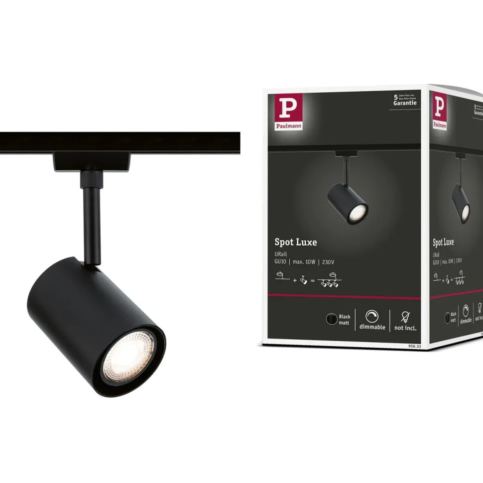 Kiskospotti Paulmann URail Luxe GU10 max. 10W himmennettävä mattamusta