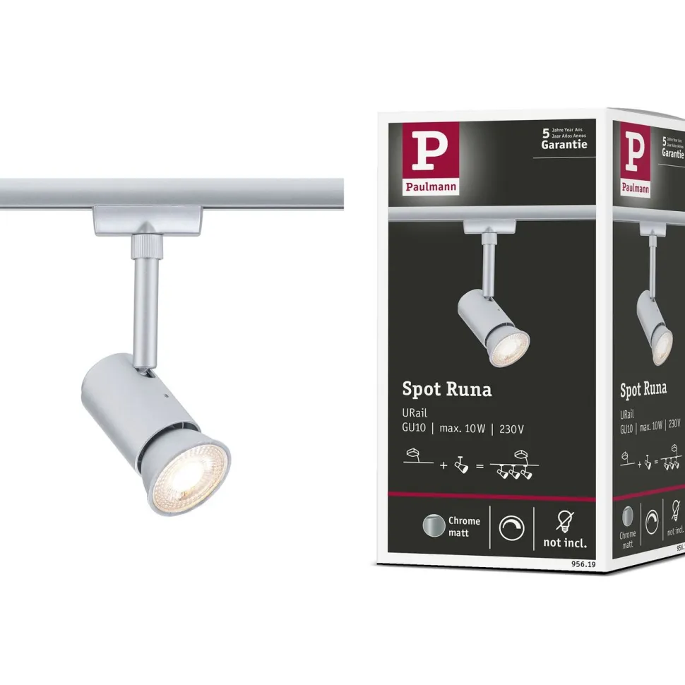Kiskospotti Paulmann URail Runa GU10 max. 10W himmennettävä mattakromi