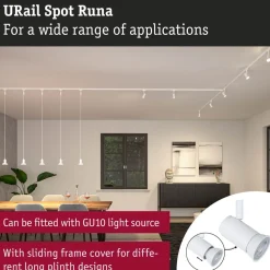Kiskospotti Paulmann URail Runa GU10 max. 10W himmennettävä mattakromi