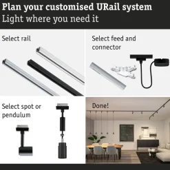 Kiskospotti Paulmann URail Runa GU10 max. 10W himmennettävä mattakromi