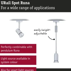 Kiskospotti Paulmann URail Runa GU10 max. 10W himmennettävä mattakromi