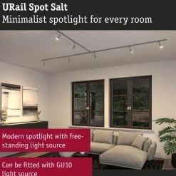 Kiskospotti Paulmann URail Salt GU10 max. 10W himmennettävä mattamusta