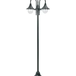 Kolmelyhtyinen pylväsvalaisin puutarhaan e27 220 cm vihreä
