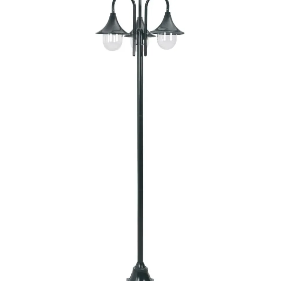 Kolmelyhtyinen pylväsvalaisin puutarhaan e27 220 cm vihreä
