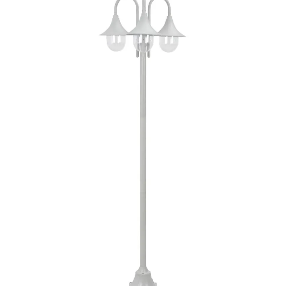 Kolmelyhtyinen pylväsvalaisin puutarhaan e27 220cm valkoinen