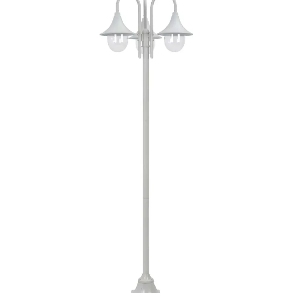 Kolmelyhtyinen pylväsvalaisin puutarhaan e27 220cm valkoinen