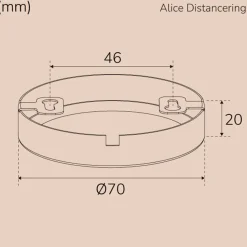 Korotusrengas Llitt Alice alasvaloille, Ø7cm