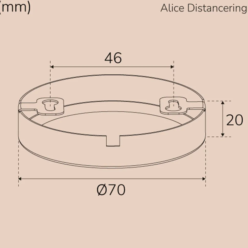 Korotusrengas Llitt Alice alasvaloille, Ø7cm