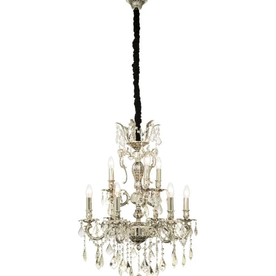 Kristallikruunu Aneta Lighting Allington Ø60cm 9-osainen antiikkihopea