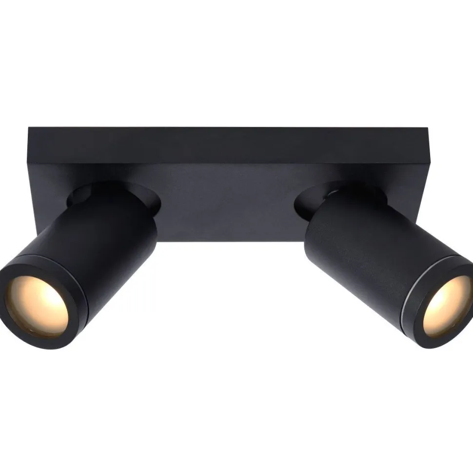 Kylpyhuoneen kattospottivalaisin Lucide Taylor, himmennettävä, 2xGU10 5W 2200K/3000K, IP44, musta