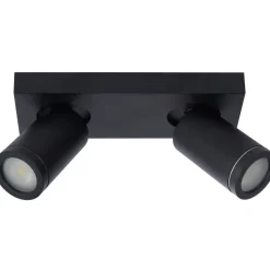 Kylpyhuoneen kattospottivalaisin Lucide Taylor, himmennettävä, 2xGU10 5W 2200K/3000K, IP44, musta
