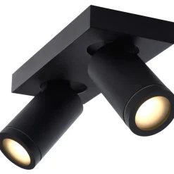 Kylpyhuoneen kattospottivalaisin Lucide Taylor, himmennettävä, 2xGU10 5W 2200K/3000K, IP44, musta
