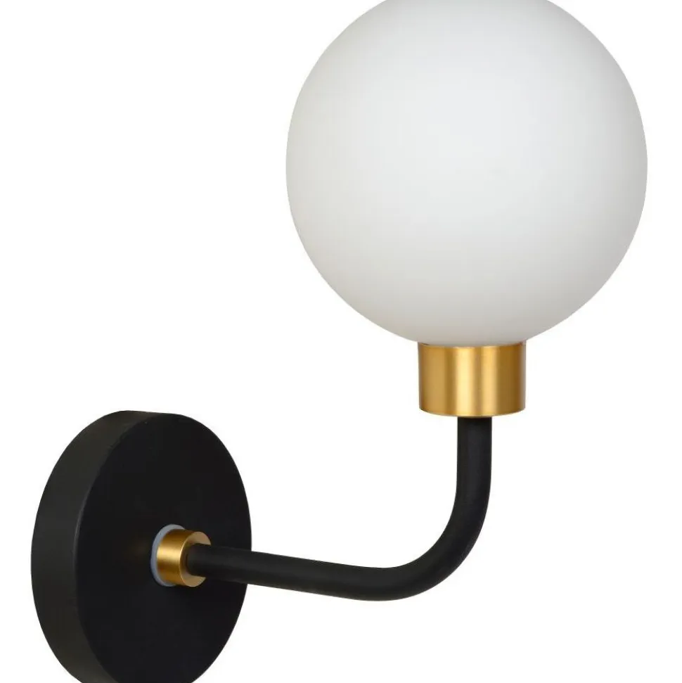 Kylpyhuoneen seinävalaisin Lucide Berend ylös-alas valo, 25.2cm, 1xG9, IP44, musta/opaali