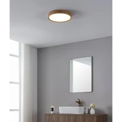 Kylpyhuonekattovalaisin Eglo Musurita LED Ø34cm IP44 puu/valkoinen