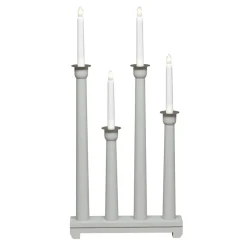Kynttelikkö Konstsmide, 4-osainen, puu, E10, messinkirenkaat, 59 cm, musta