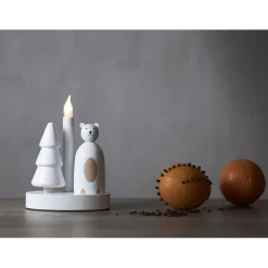 Kynttelikkö Star Trading Christmas Joy Polar Bear, 33x9x22cm, valkoinen