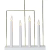 Kynttelikkö Star Trading Glossy Frame 4-osainen 360x285x80mm valkoinen/messinki