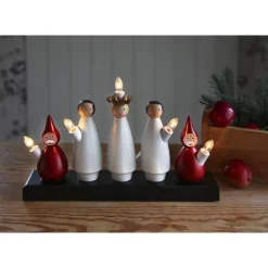 Kynttelikkö Star Trading Lucia-kuoro 5-osainen 22 cm puu