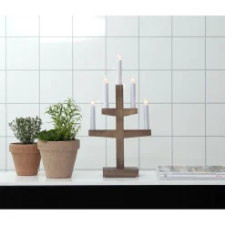 Kynttelikkö Star Trading Trapp 5-osainen 46 cm ruskea